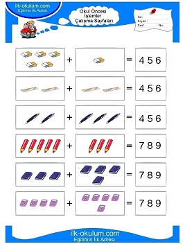 Çocuklar İçin toplam işlemi yaprak testleri 